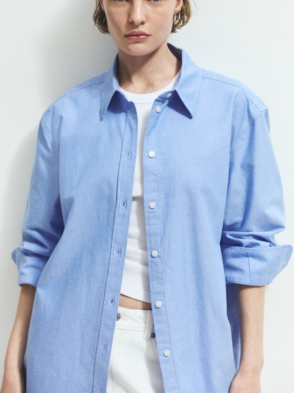 H&M Light Blue Women's Button-Front Blouse